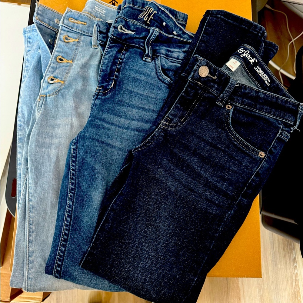 Stylish Denim Jeans Set.  3 pair different colors! Very stylish All have stretch